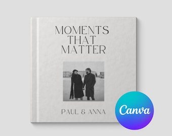 Photo book template to personalize “Moments That Matter” | photo album template in Canva | for couples boyfriend girlfriend, vintage retro