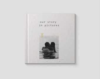Mall för personlig fotobok "Vår berättelse i bilder" för par | Mall för fotoalbum i Canva | Minnesalbum | Vintage | Polaroid