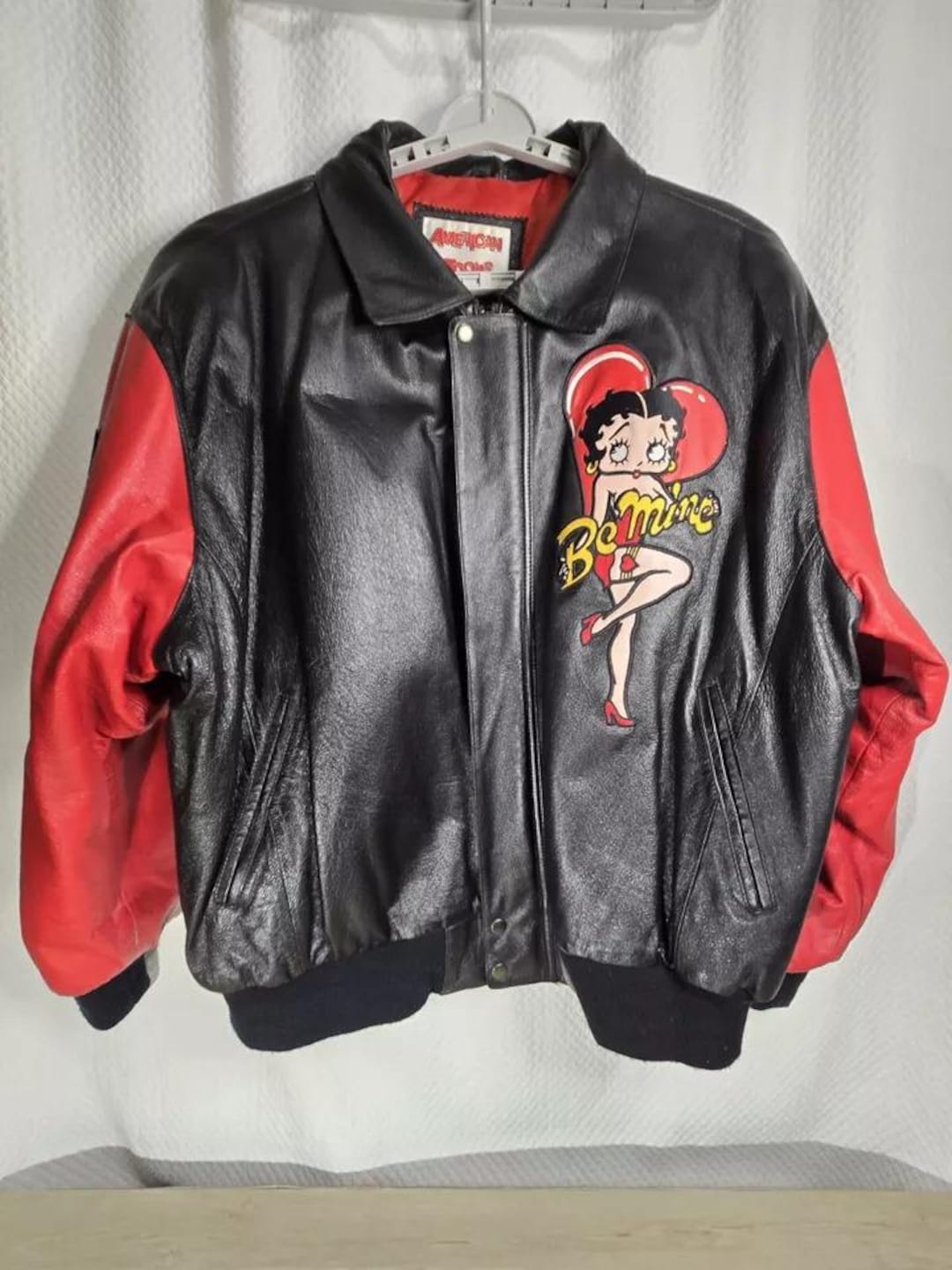 ジャケット・アウター godgatemaco BOOP JAKET 80s 90s Vintage Red Leather Jacket With Betty Boop Jacket// 90s