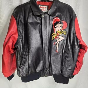 Vintage Betty Boop Leather Varsity Jacket,Retro Style