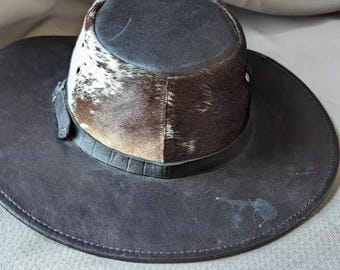 Genuine Calf Suede Leather Cowboy Hat – Unisex Western Style, Handmade