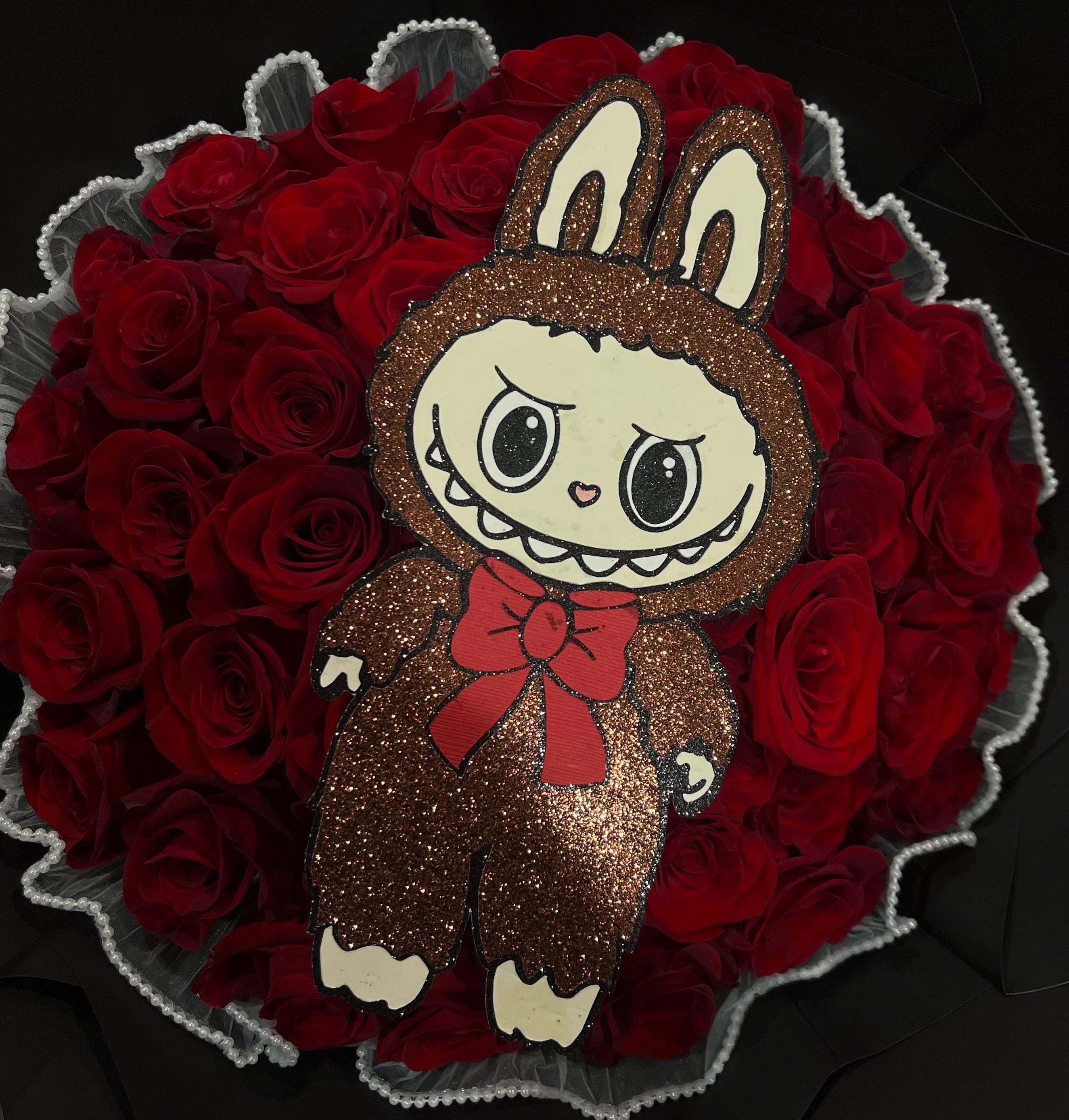 Labubu Ramo Labubu Teddy SVG / Labubu Teddy Adorno para el día de San Valentín para ...