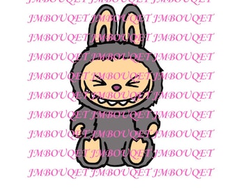 Seated Labubu SVG / Labubu Valentine’s Day Topper for Bouquets  / SVG Valentines Day / Cricut SVG