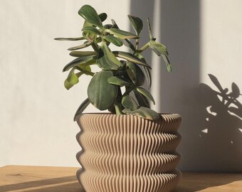 Gerippte Blumenvase | Boho Funky Wohndekor (14 x 10 cm)