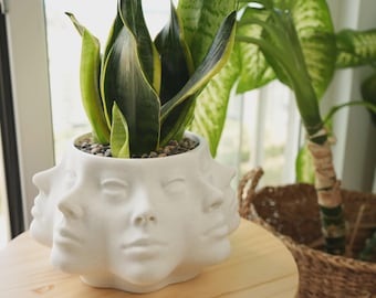 Polyface Blumentopf mit Ablauf | Einzigartige Gesichts Vase