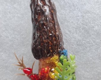 Real Morel Forest Mushroom Pendant #23