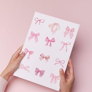 Pink Ribbon Digital Print | Watercolour Bow Wallpaper | Instant Download