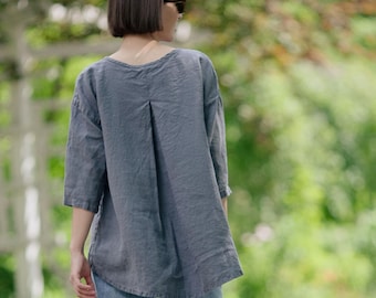 Organic Linen Blouse: Soft Summer Top, Relaxed Fit