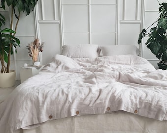 Linen Quilt Comforter Cover Set Linen Duvet Cover & Pillowcases Organic Bed Linen Set Twin Full Queen King CalKing Comforter Cover
