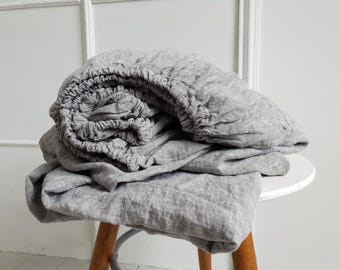 Organic Linen Fitted Sheet: Deep Pocket, Custom Size
