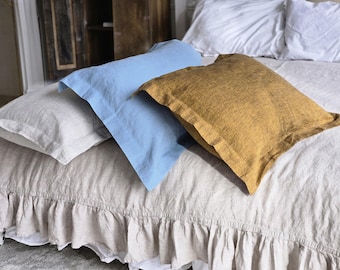 Organic Linen Oxford Pillowcase: Soft Stonewashed Flax Pillow Cover