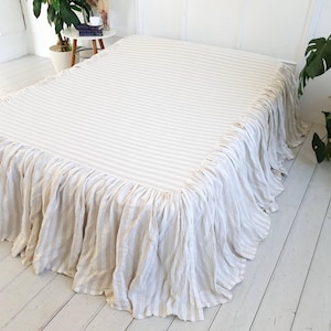 Organic Bed Skirt Dust Ruffle Linen Bedskirt Linen Valance Twin Double Queen King CalKIng Linen Bed Cover Organic Coverlet Bedspread