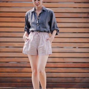Linen Shorts Soft Linen Short Shorts Women Summer Clothes Women Wardrobe Comfy Linen Natural Shorts