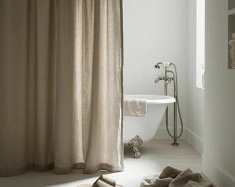 Organic Shower Curtain. Bathroom Linen Panel Custom Size. Douche Panel.