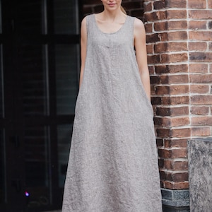 Organic Linen Maxi Dress: Sleeveless Summer Sundress