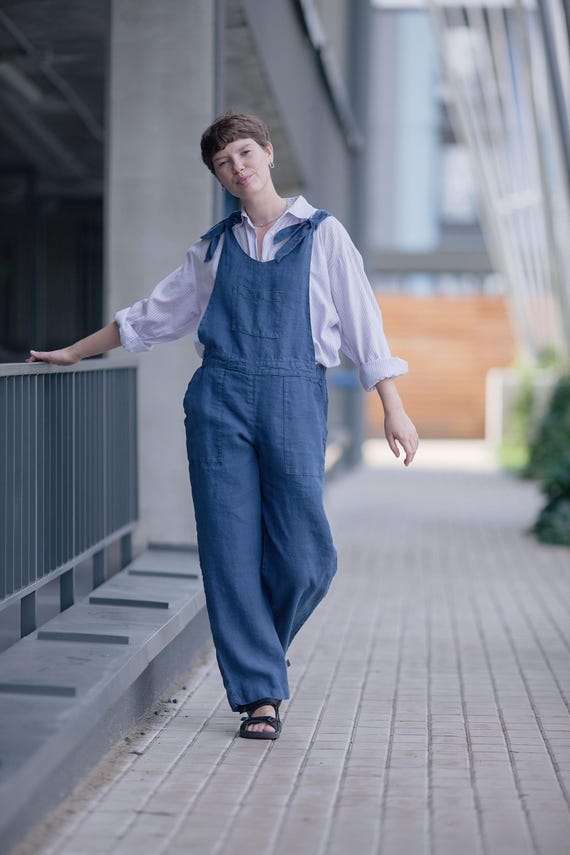 Linen Jumpsuit Soft Linen Romper Women Flax Overall Summer Linen
