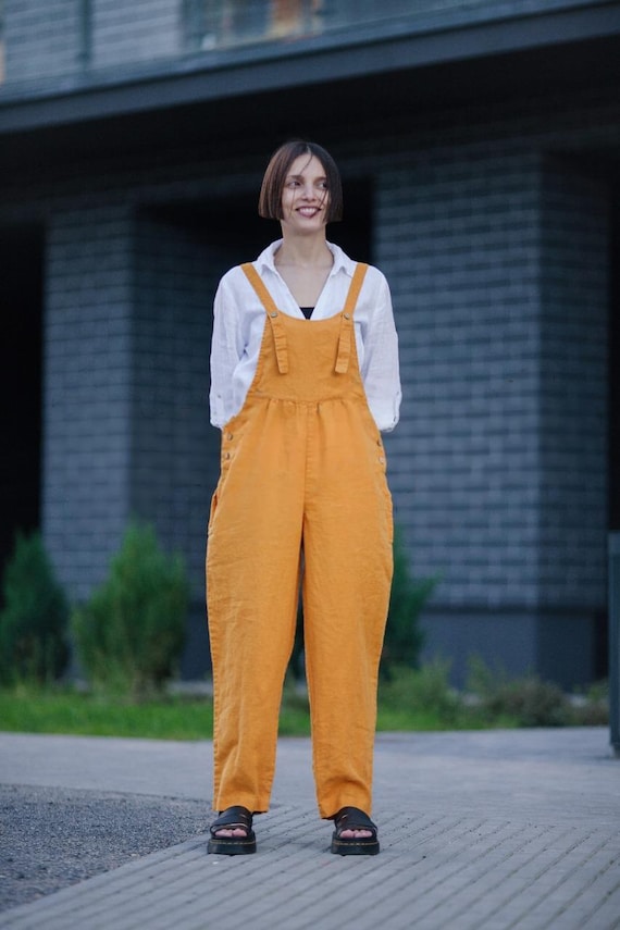 Linen Jumpsuit Loose Oversized Linen Romper Summer Women Overall