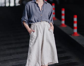 Organic Linen Shorts: Women's High Rise Summer Clothing