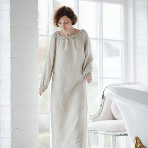 Linen Nightgown Relaxed Fit Linen Nightdress Soft Organic Linen Loungewear Romantic Linen Sleepwear
