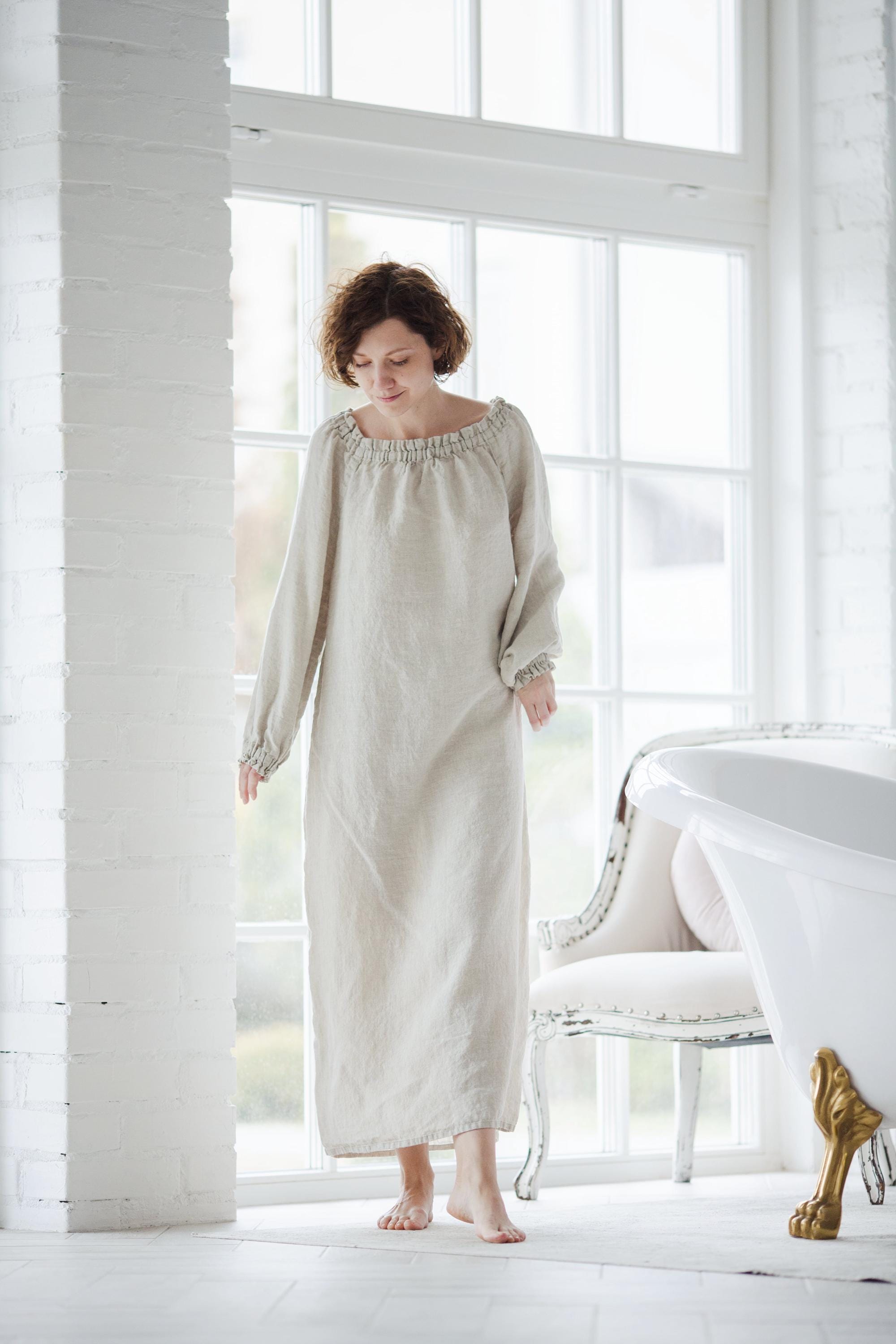 knee length dresses for ladies ADR Women's Cotton Nightgown, Long Sleeve Lace Trim Button Up Long Vintage Night  Dress Gown – Alexander Del Rossa, a Mystic Clothing brand