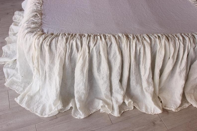 Jupe De Lit Pottery Barn – Lin Belge – Taille Full – Naturel Flax