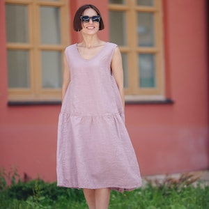 Oversized Linen Dress Linen Tunic Soft Pre-Shrunk Women Dress Summer Dress Women Outfit