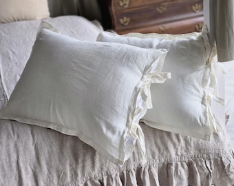 Linen Pillow Cover: European Flax Pillow Sham with Ties