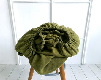 Sábana ajustable de lino natural: bolsillo profundo, banda elástica - Certificación OEKO-TEX