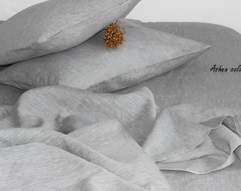 Juego de cama de lino orgánico: lino natural, bolsillo profundo