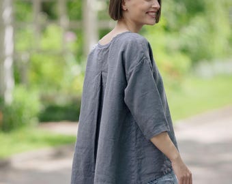 Organic Linen Blouse: Stonewashed European Linen Top