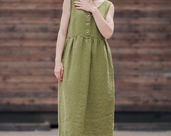 Vestido de lino sin mangas: Túnica de verano de lino orgánico