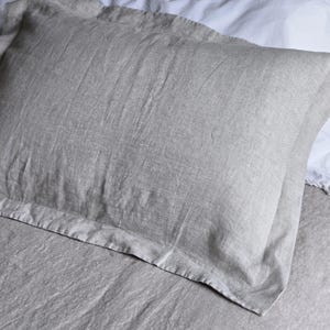 Linen Oxford Pillowcase Soft Organic Linen Pillow Sham Natural Oxford Pillow Cover Standard Queen EUR King Stonewashed Pillowcase