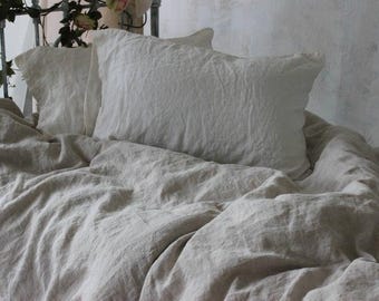 Organic Duvet Cover Set Stonewashed Linen Comforter Cover & Pillow Cover Natural Quilt Cover Bedding Set Twin Full Queen CalKing King