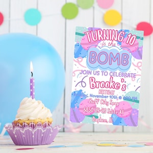 Inbjudan till badbomb – Anpassad festinbjudan (digitalt)