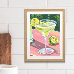 Margarita Cocktail Print, Oil Painting Drink Printable, Bar Cart Wall Art Painting, Cocktail Wall Art, Margarita Art Print