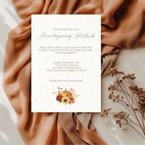 Pumpkin Friendsgiving Invitation: Editable Canva Template (Digital Download)