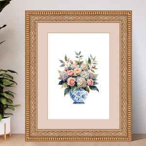 Vintage Floral Art Print, Blue and White Decor, Floral Wall Art Home Decor, Floral Printable Art, Botanical Mothers Day Gift