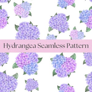 Watercolor Blue Hydrangea Seamless Pattern: Preppy Floral Tile (Digital Download)