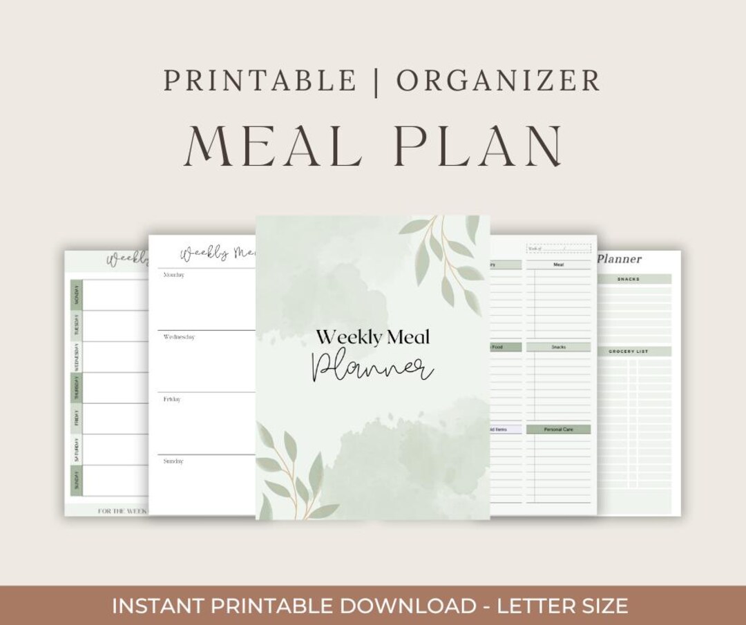 Weekly Meal Planner Printable With Grocery List – 7-day Menu Plan ...