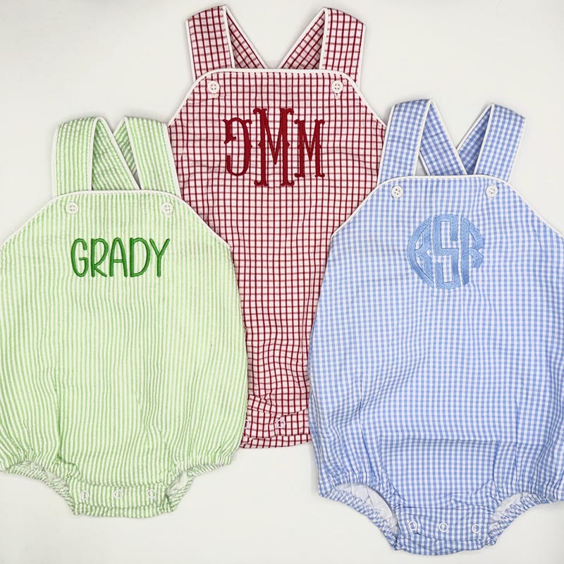 Baby Smocked Embroidered One-piece Romper Bubble Ocean Blue