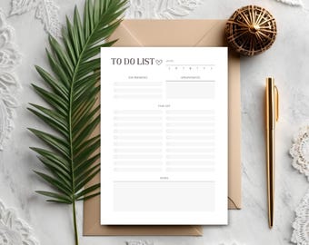 Undated Daily Planner Printable – Task & Goal Organizer (Editable in Canva, PDF Format)