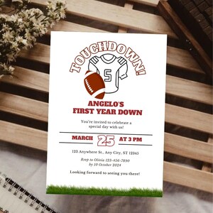 Rugby Invitation - First Birthday Party Invite, Customizable & Fun Rugby Theme, Perfect for Boys' Birthdays!
