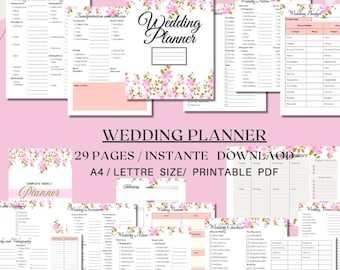 Printable Wedding Planner | Budget, Checklists, Timeline (Digital Download)