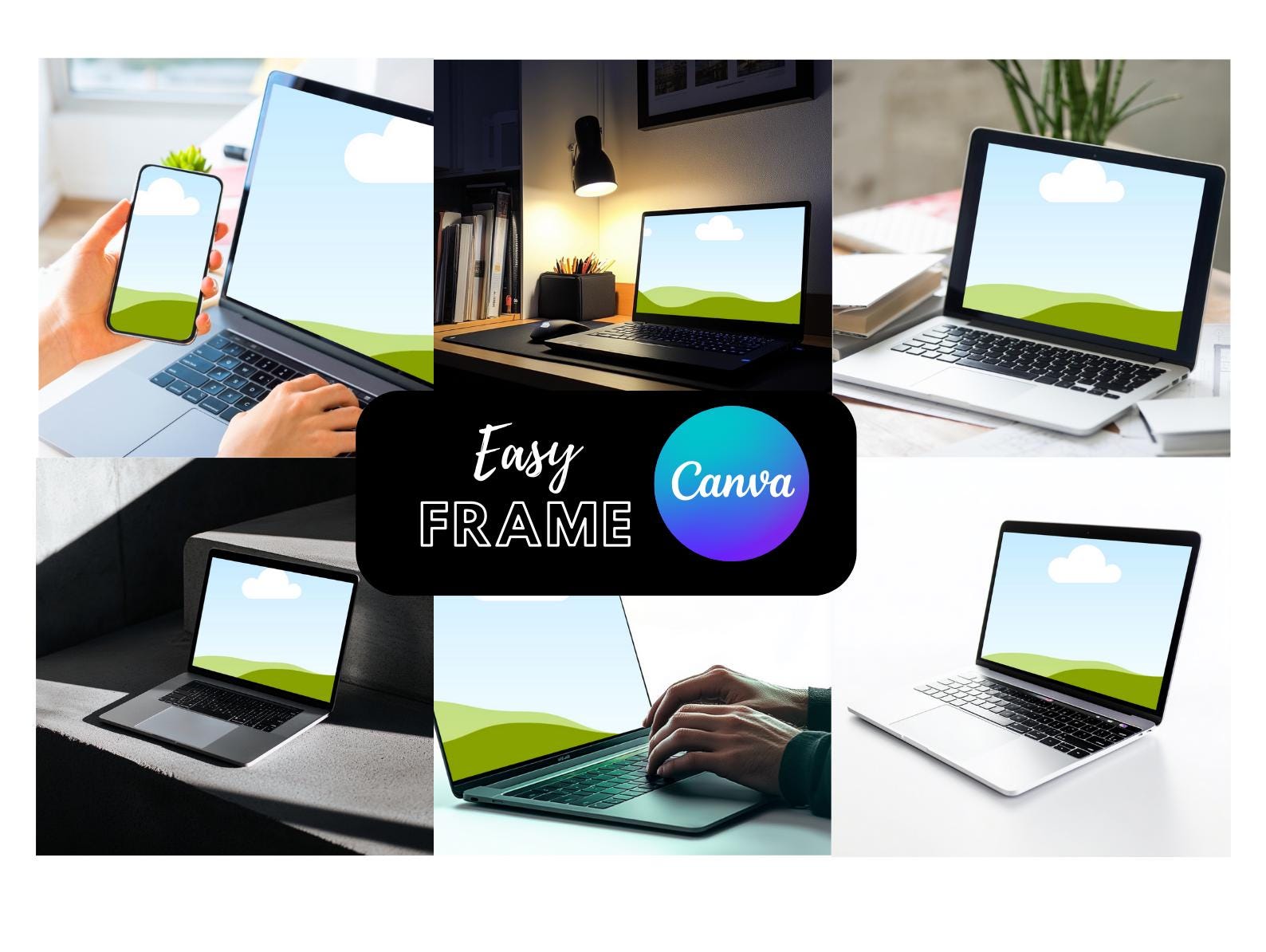 44 Frame Canva Mockup Bundle Set, Wall Art Frames Mockup, Canva, T ...
