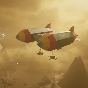 Low-poly papercraft model, futuristic Venus airship. DIY paper craft template, 3D polygonal design for crafting, cosplay, decor, and gifts.