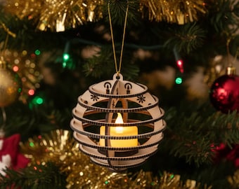 3D Ring Christmas Ornament SVG | Laser Cut Bauble Template (Digital Download)