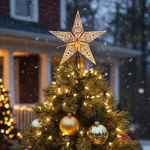 Christmas Star SVG Laser Cut File: 2-in-1 Ornament & Tree Topper (Digital Download)