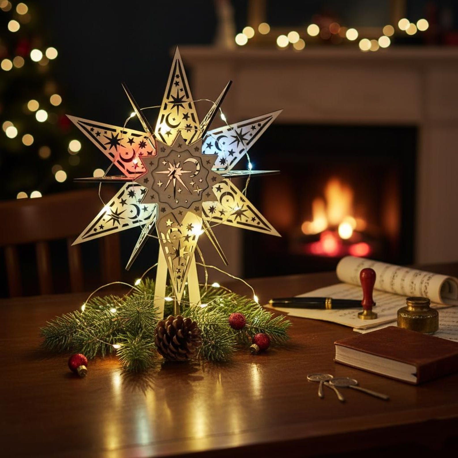 Tree Star Shape 3D Christmas Star Tree Topper SVG, Laser Cut Plywood Template (digital ...