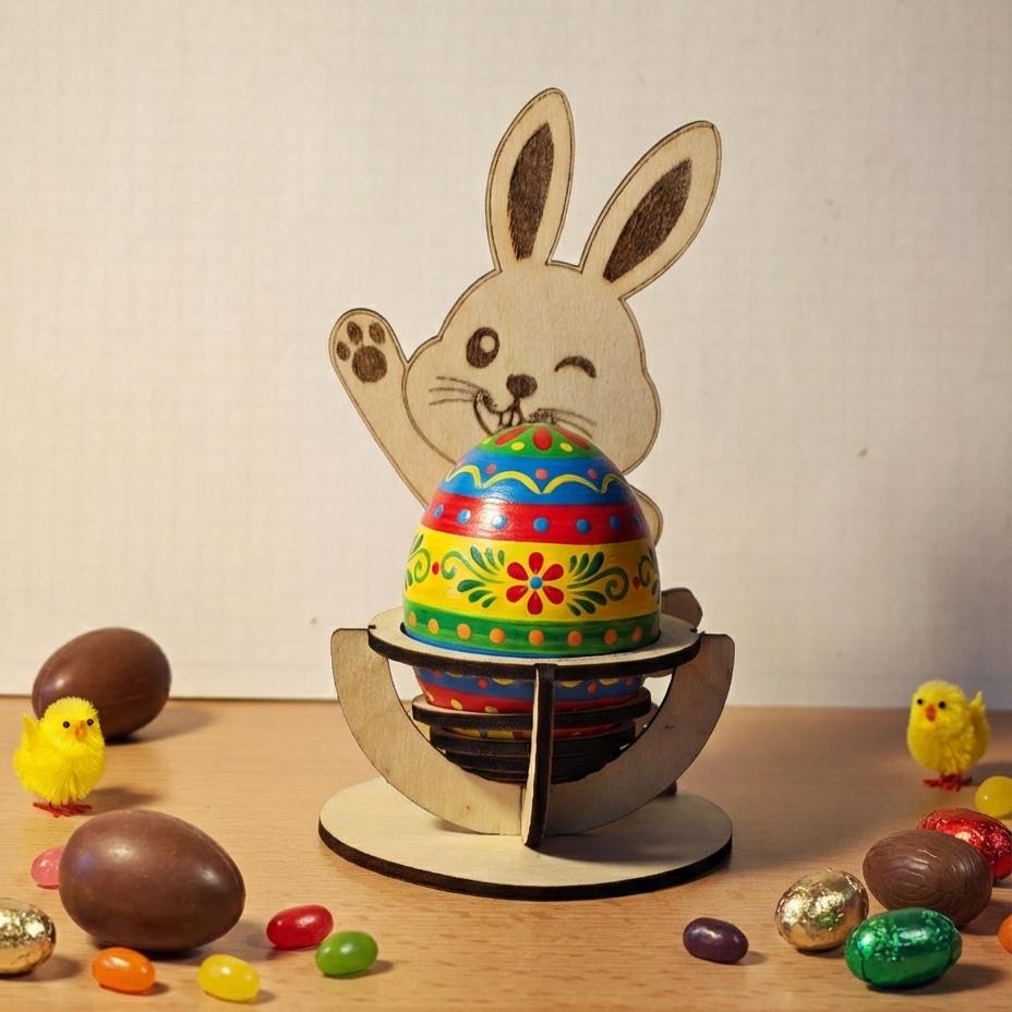 Easter Bunny Egg Holder SVG DXF | 2 Designs Kinder Surprise Stand Laser ...