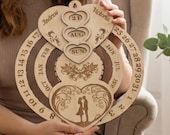 Heart Perpetual Calendar SVG | Wedding Countdown Sign | Engagement Gifts for Couple | 5th Anniversary Wood Gift | Kinetic Wall Art | DXF
